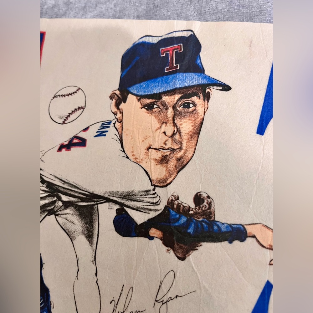 1989 Nolan Ryan MLB Texas Rangers 300 Wins Pennant Flag Vintage - Picture 13 of 15